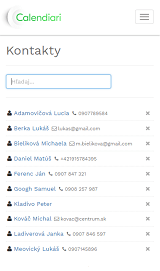 Calendiari - prehľad v kontaktoch